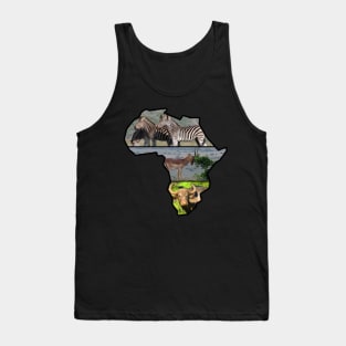 African Wildlife Continent Collage Tank Top